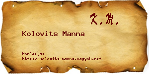 Kolovits Manna névjegykártya